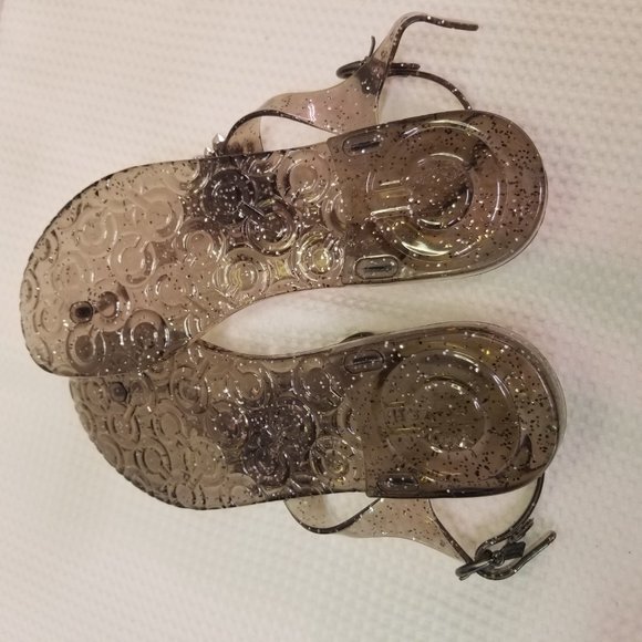 Coach Women's Hilda Jelly Sandals Smoky gray with silver glitter Size 9 - Picture 6 of 7